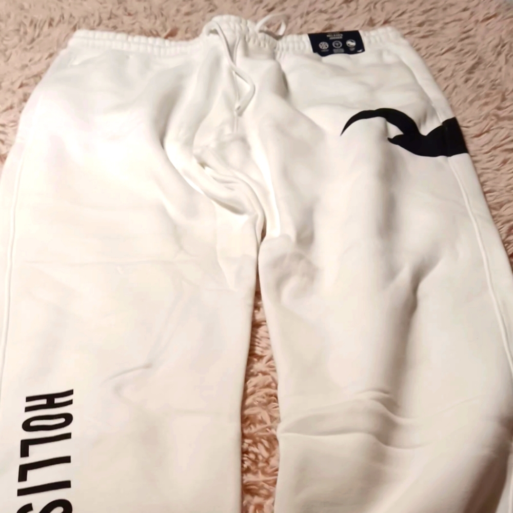 Relaxed white Hollister joggers